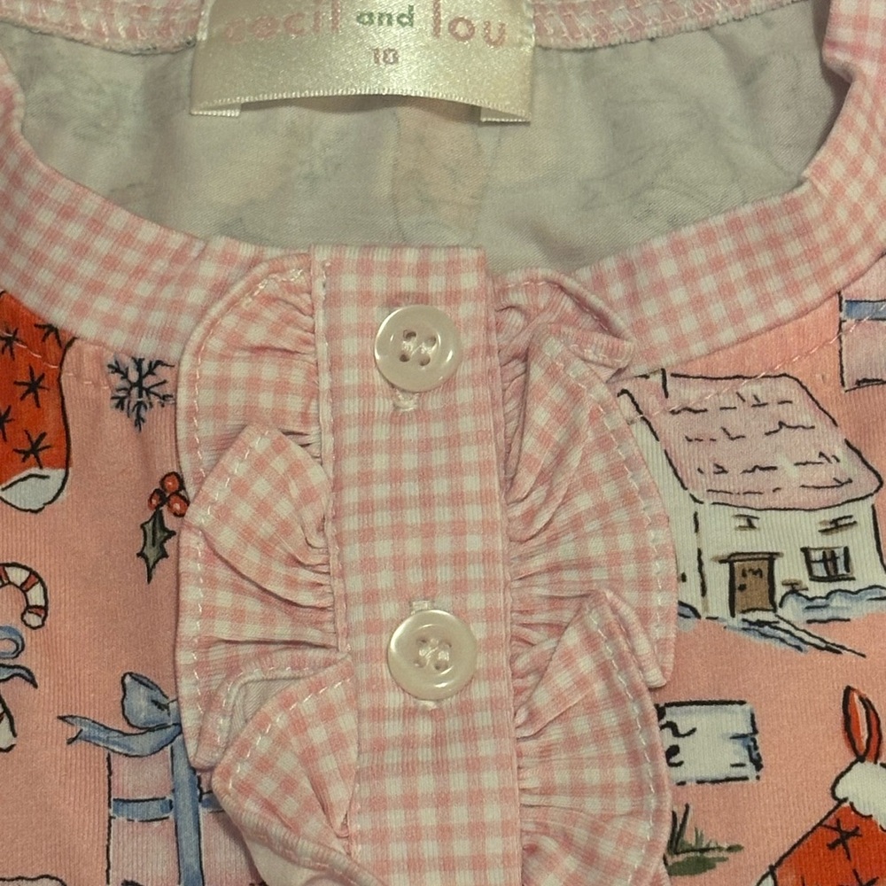 Cecil & Lou pink Christmas Top Size 10, - Picture 3 of 4